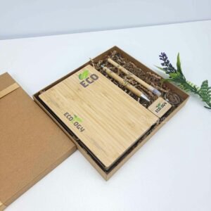 A wooden box with a plant in it next to a cardboard box